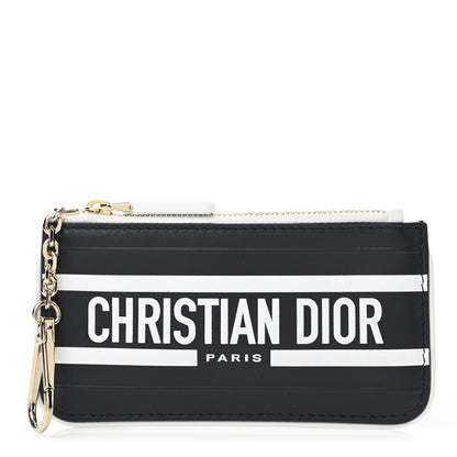 Christian Dior Calfskin Vibe Zip Key Wallet Blue White 1 of 8