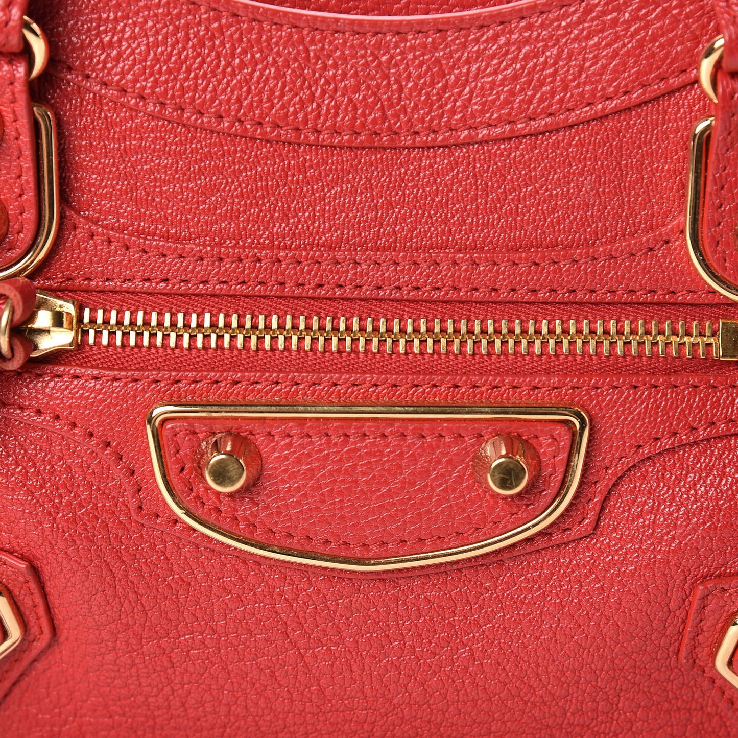 Chevre Gold Metallic Edge Hardware Mini City Rouge Grenade