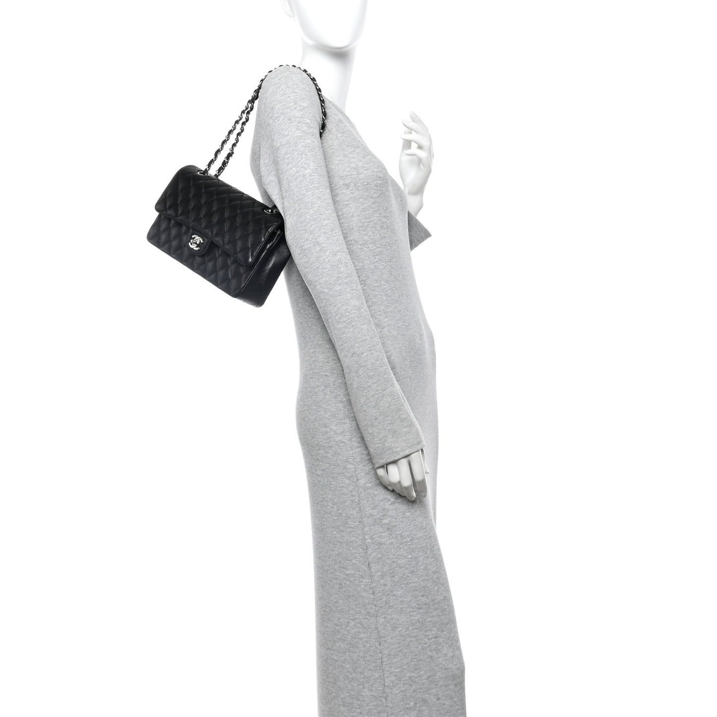 Caviar Quilted Medium Double Flap Black