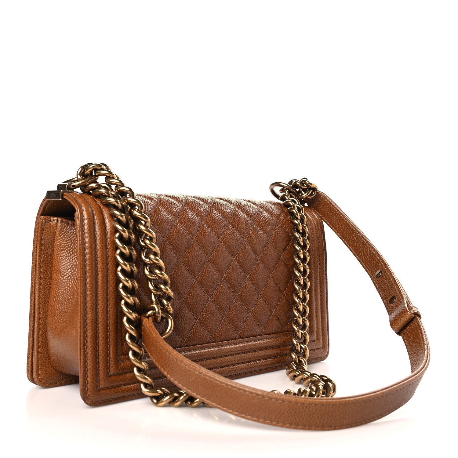 Chanel Caviar Quilted Medium Boy Flap Light Brown 3 of 10
