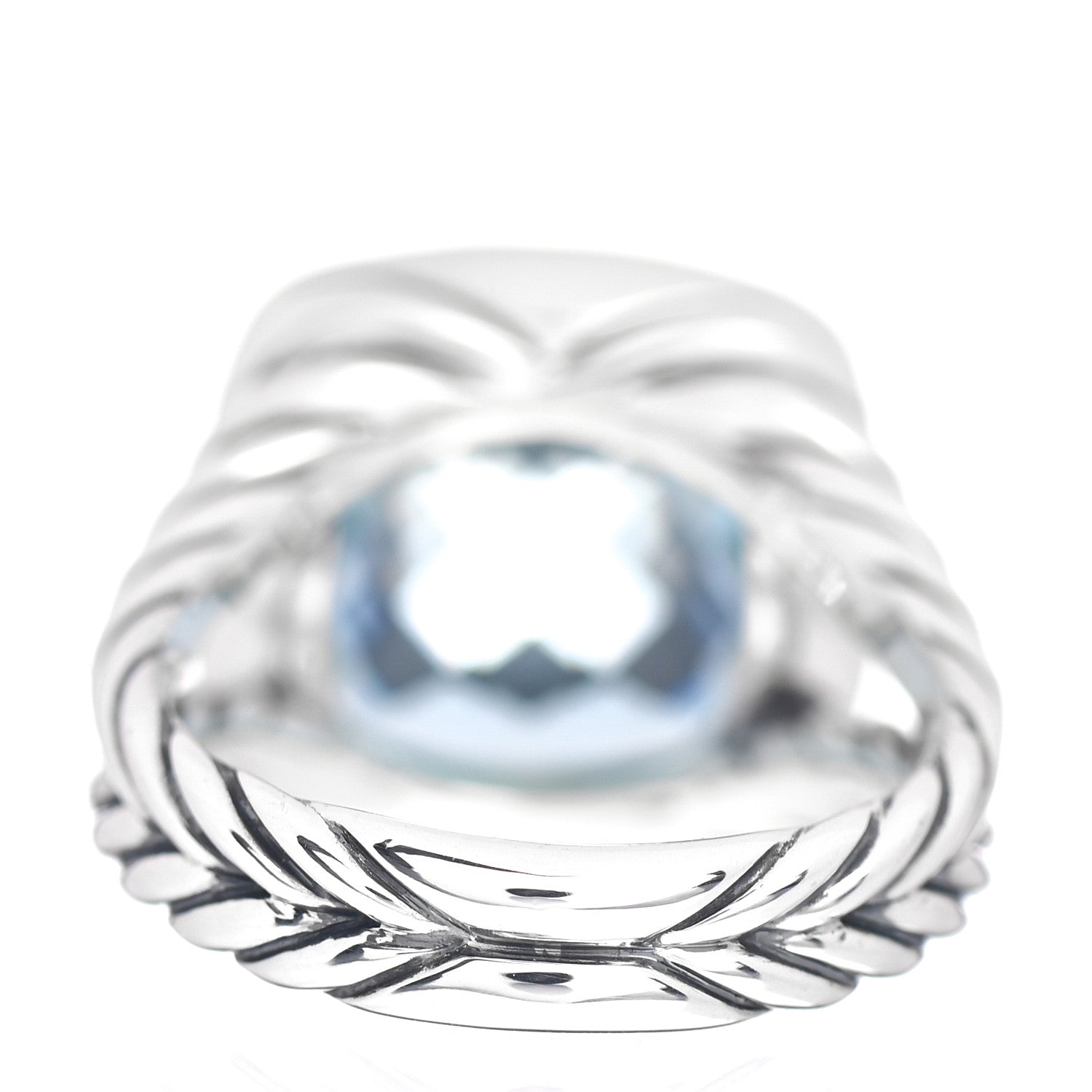 David Yurman Sterling Silver Diamond Blue Topaz 11mm Albion Ring 50 5.25 4 of 5