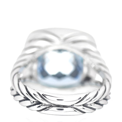 David Yurman Sterling Silver Diamond Blue Topaz 11mm Albion Ring 50 5.25 4 of 5