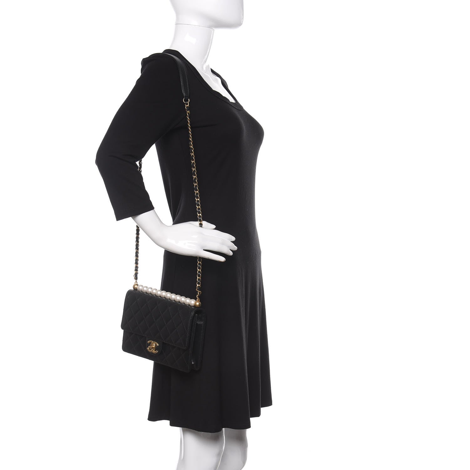 Chanel Lambskin Quilted Small Chic Pearls Flap Black 2 of 12