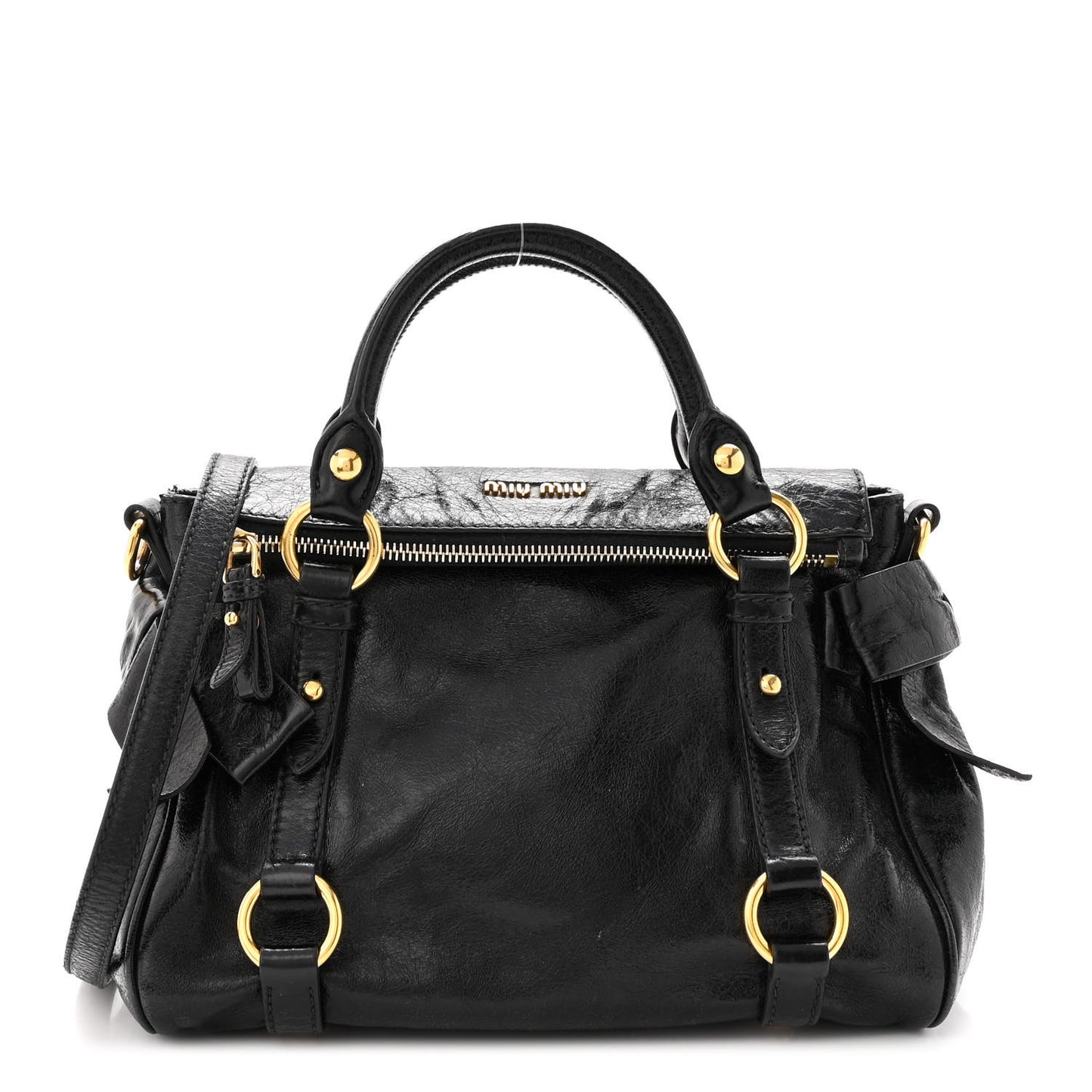 Vitello Lux Bow Tote Black