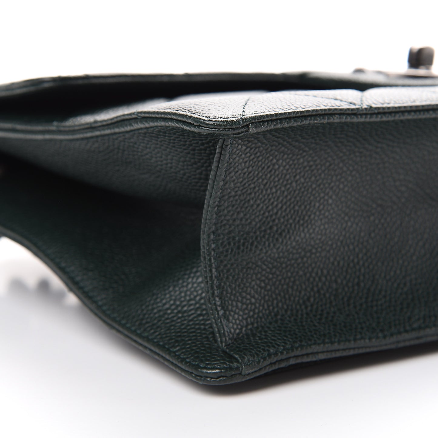 Caviar Quilted Large Retro Class Flap Dark Green
