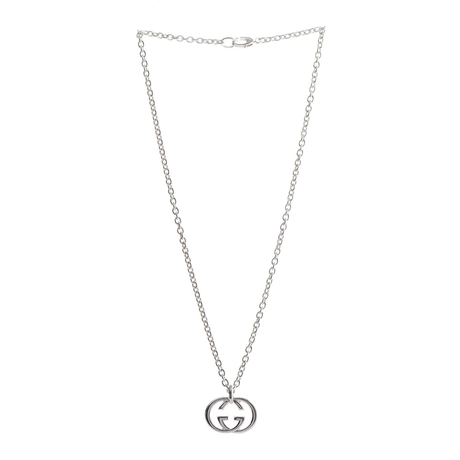 Gucci Sterling Silver Britt Interlocking GG Pendant Necklace 3 of 5