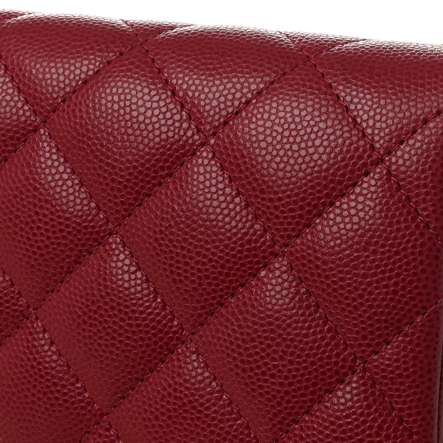 Caviar Quilted Flap Clutch Red