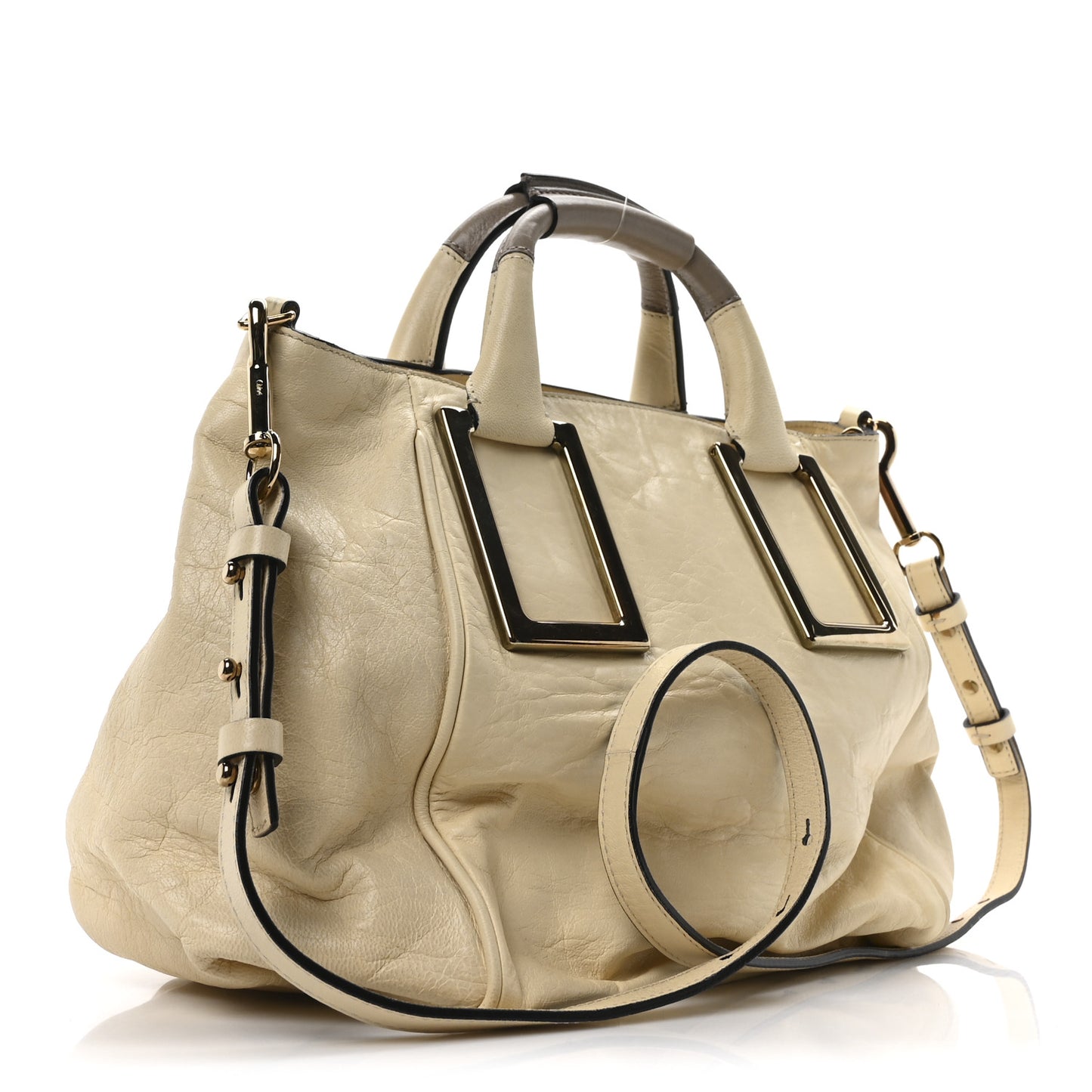 Tumbled Lambskin Ethel Satchel Cream