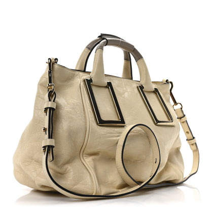 Chloe Tumbled Lambskin Ethel Satchel Cream 3 of 9