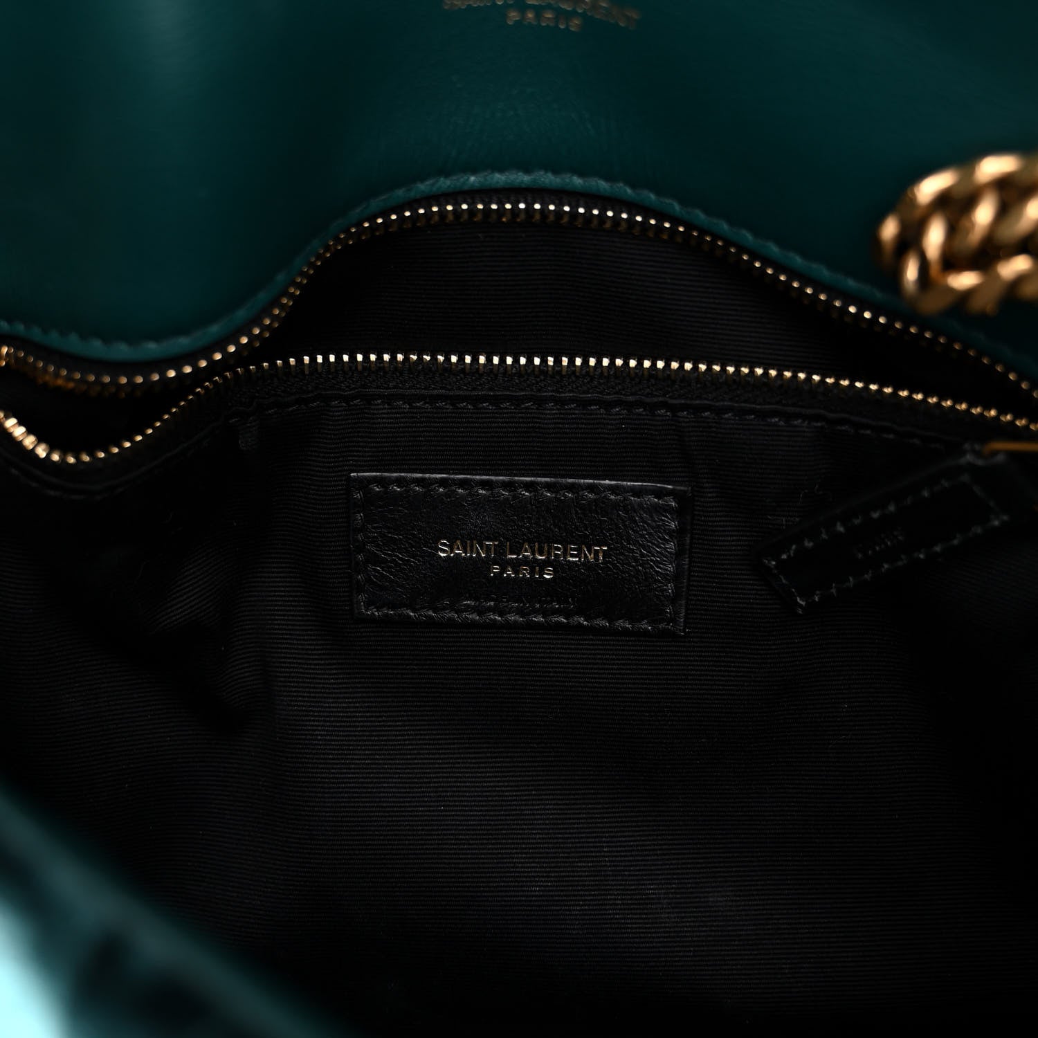 Saint Laurent Crushed Velvet Quilted Small Loulou Puffer Monogram Chain Satchel Emerald 6 of 9