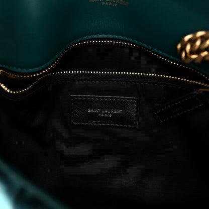 Saint Laurent Crushed Velvet Quilted Small Loulou Puffer Monogram Chain Satchel Emerald 6 of 9