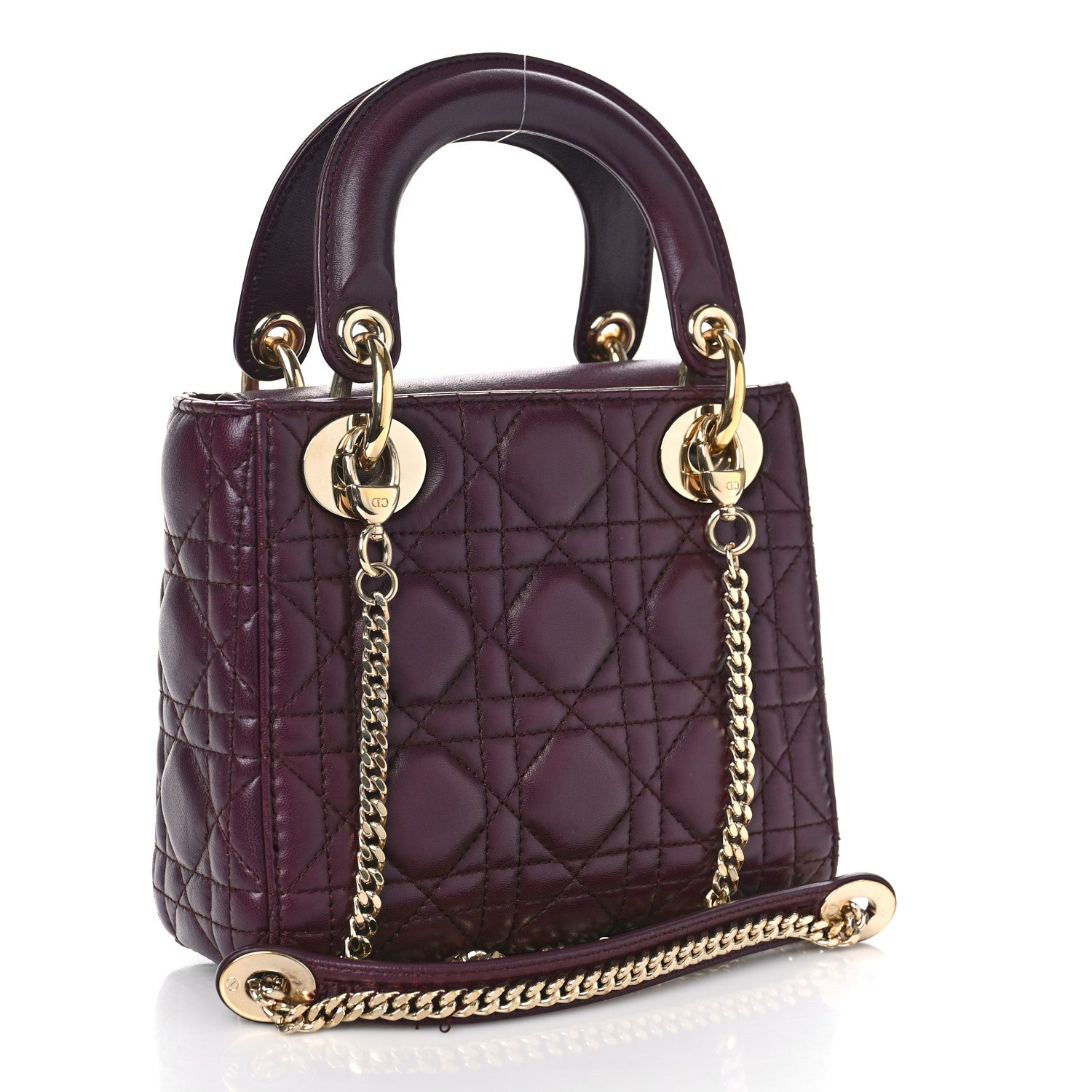 Christian Dior Lambskin Cannage Mini Lady Dior Plum 3 of 10