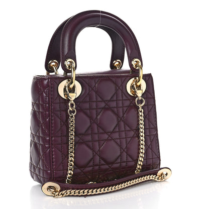 Christian Dior Lambskin Cannage Mini Lady Dior Plum 3 of 10