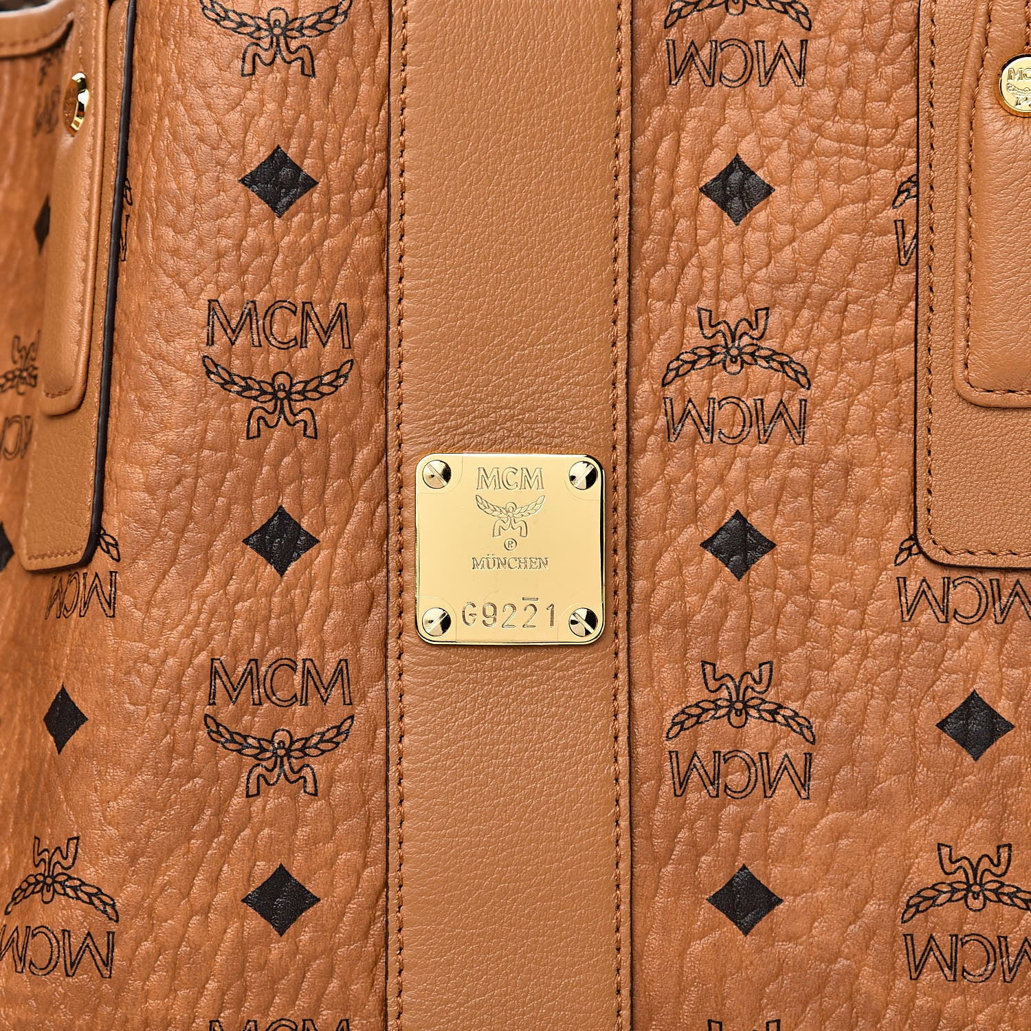 MCM Visetos Large Liz Reversible Shopper Tote Cognac 15 of 15