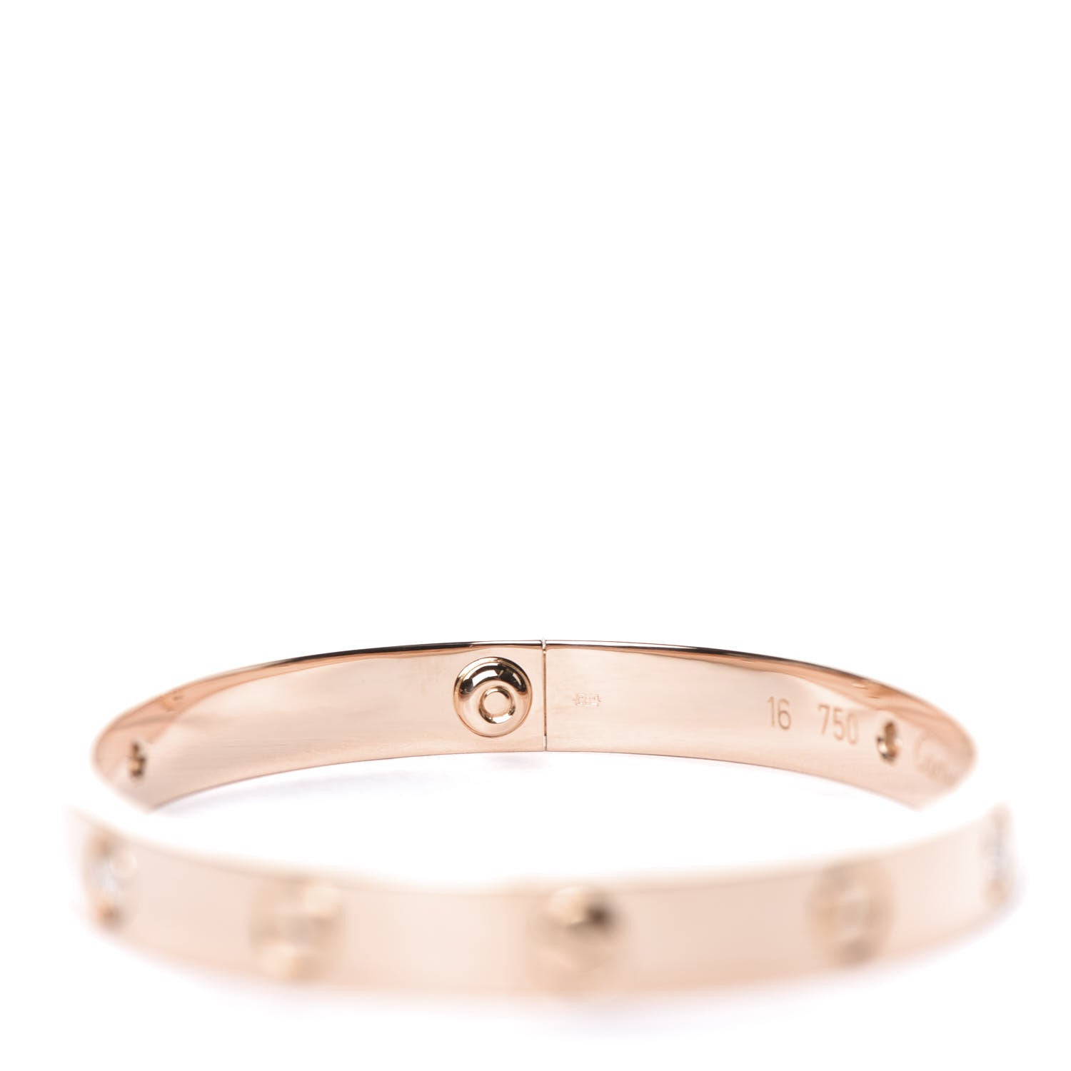 Cartier 18K Pink Gold 4 Diamond LOVE Bracelet 16 6 of 7