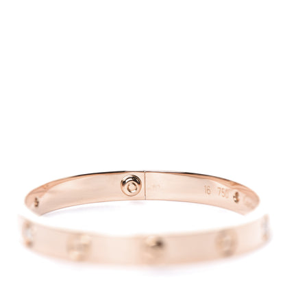 Cartier 18K Pink Gold 4 Diamond LOVE Bracelet 16 6 of 7