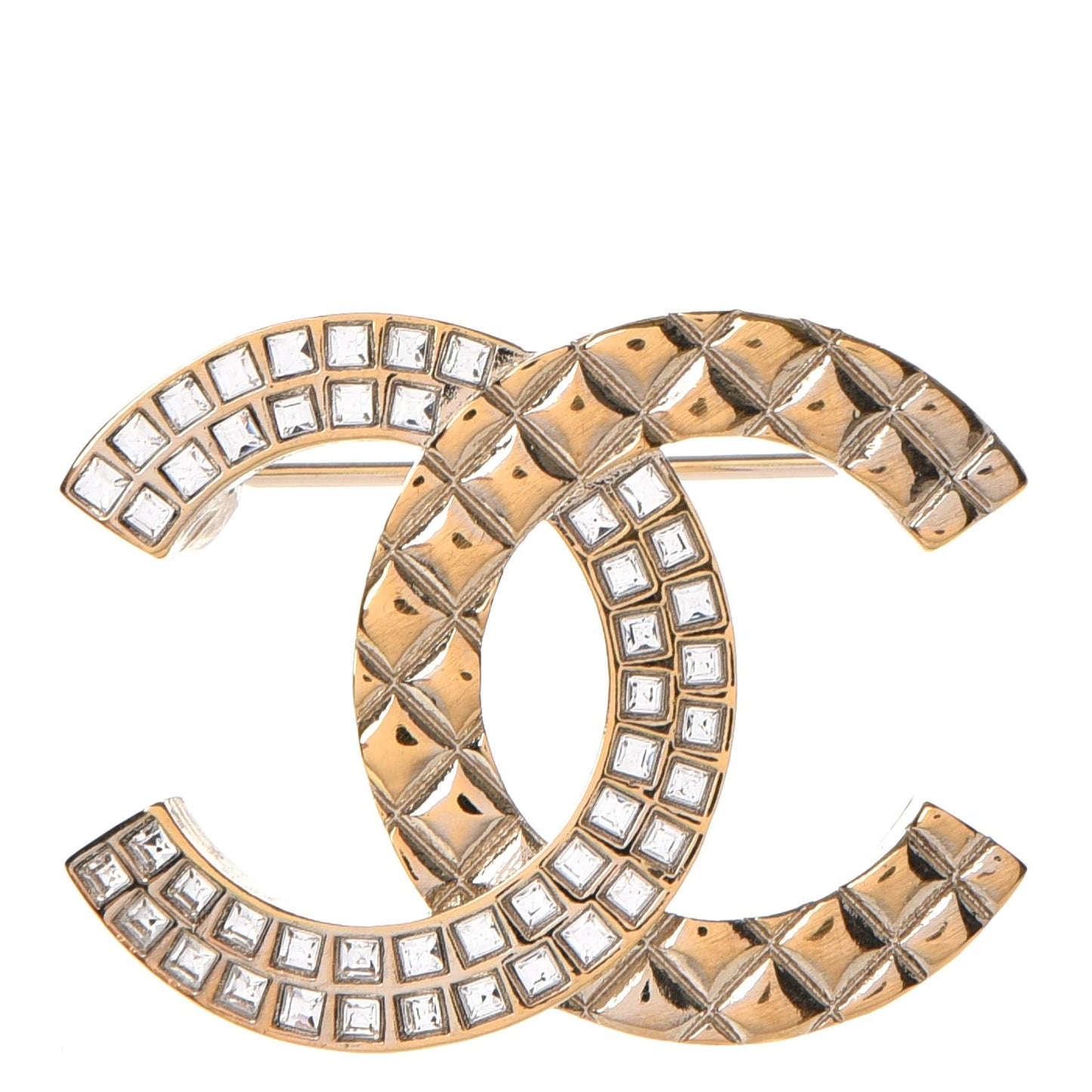 Crystal CC Mini Brooch Gold