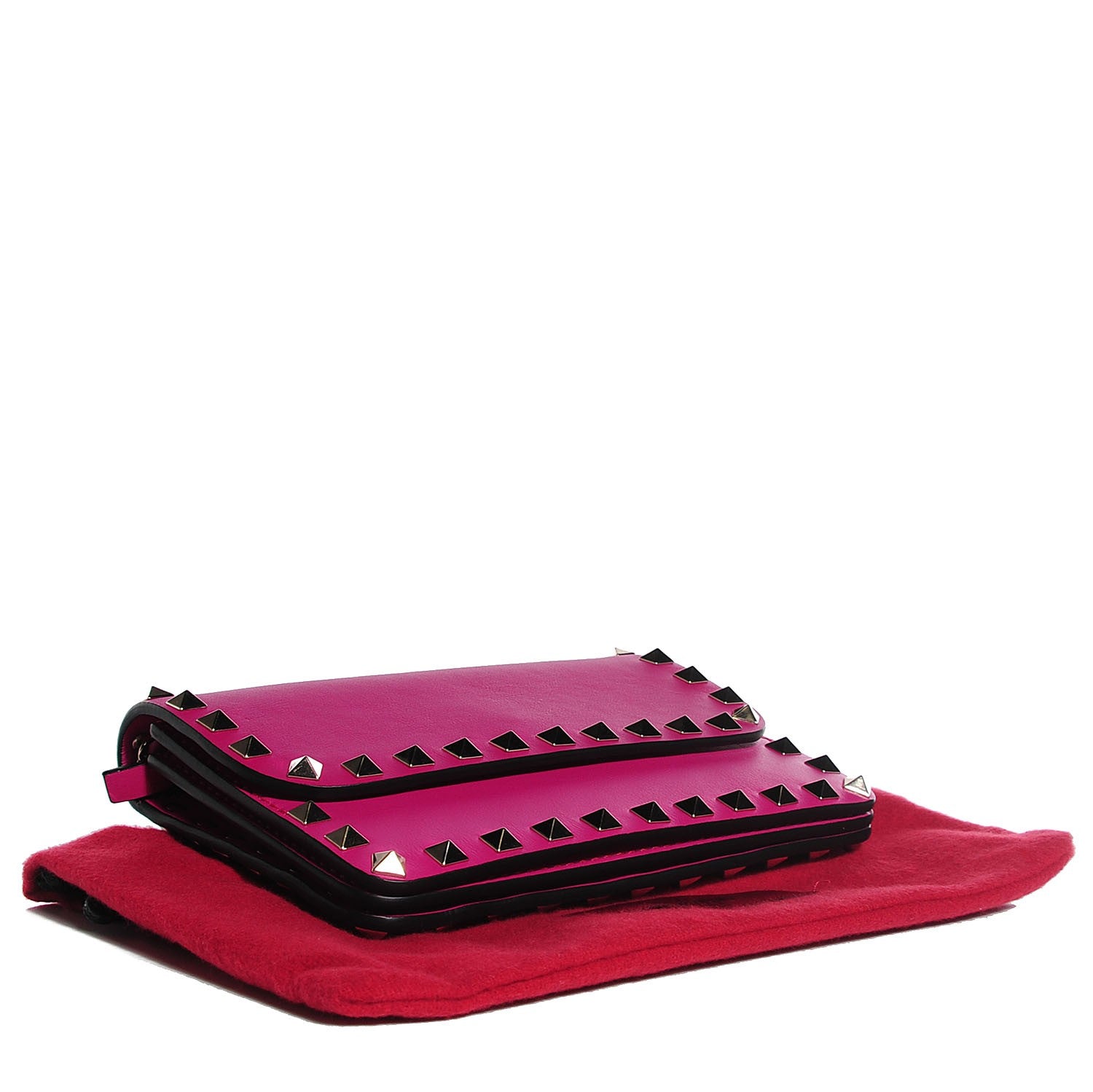 Valentino Garavani Vitello Rockstud Chain Flap Crossbody Bag Fuxia 4 of 8