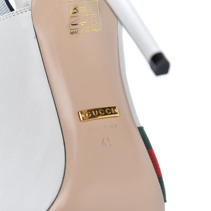 Gucci Malaga Kid Web Sylvie High Heel Slingback Pumps 41 White 9 of 11