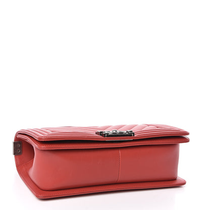 Chanel Calfskin Chevron Quilted Medium Boy Flap Red 4 of 11