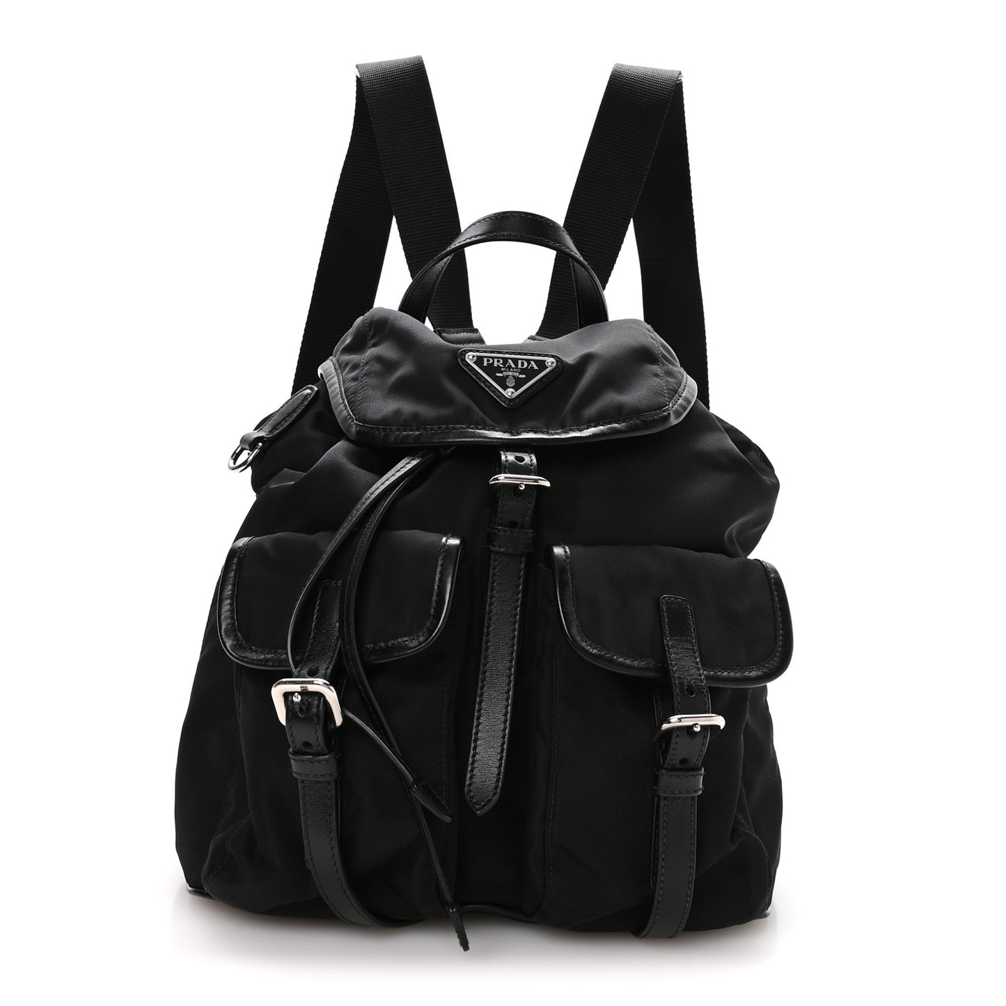 Tessuto Nylon Soft Calfskin Backpack Black