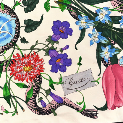 Gucci Silk Twill Flora Snake Square Scarf Ivory Black 2 of 3