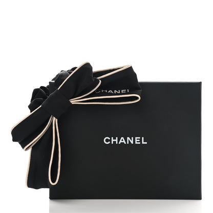 Chanel Silk Hair Tie Black Ivory 5 of 5