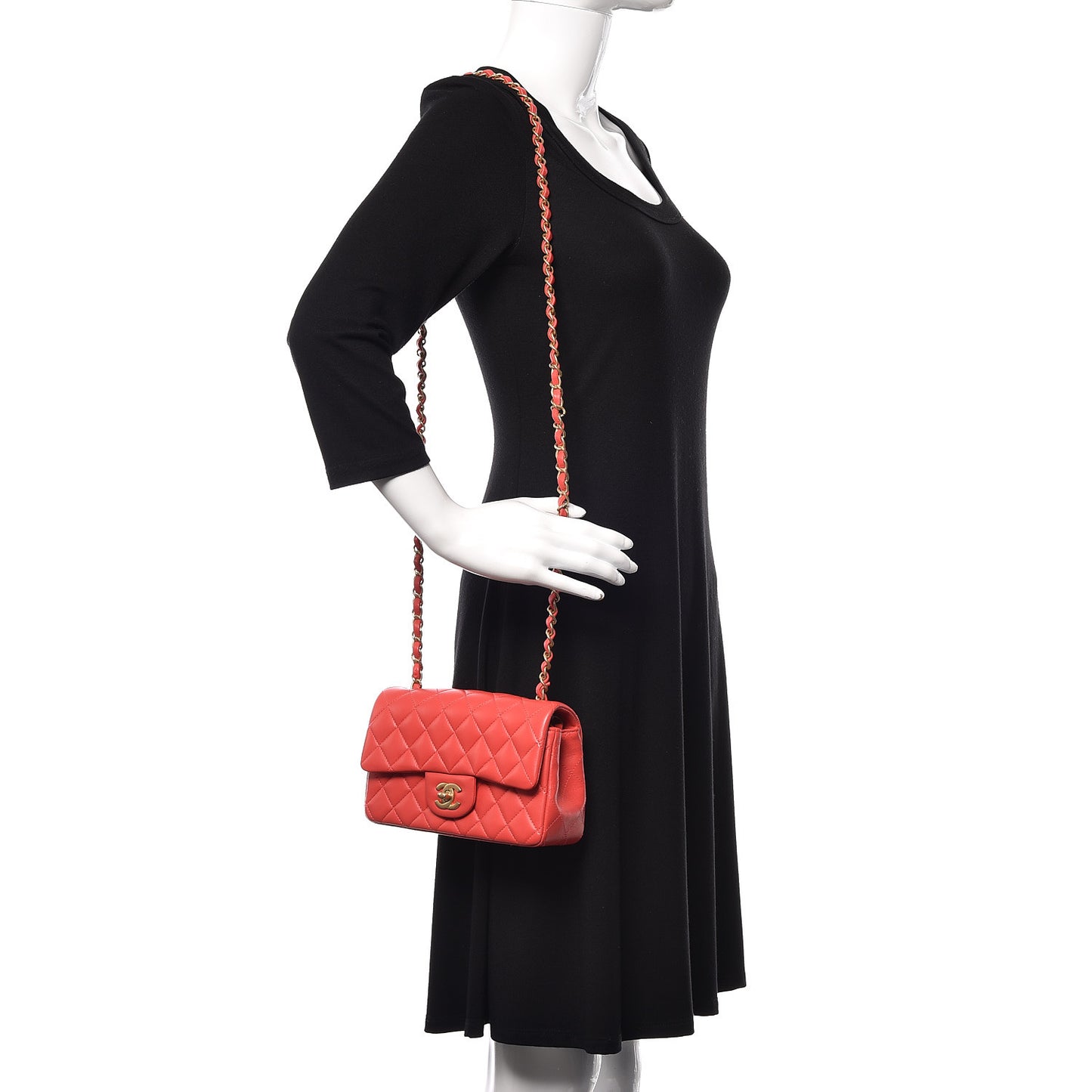 Lambskin Quilted Mini Rectangular Flap Red