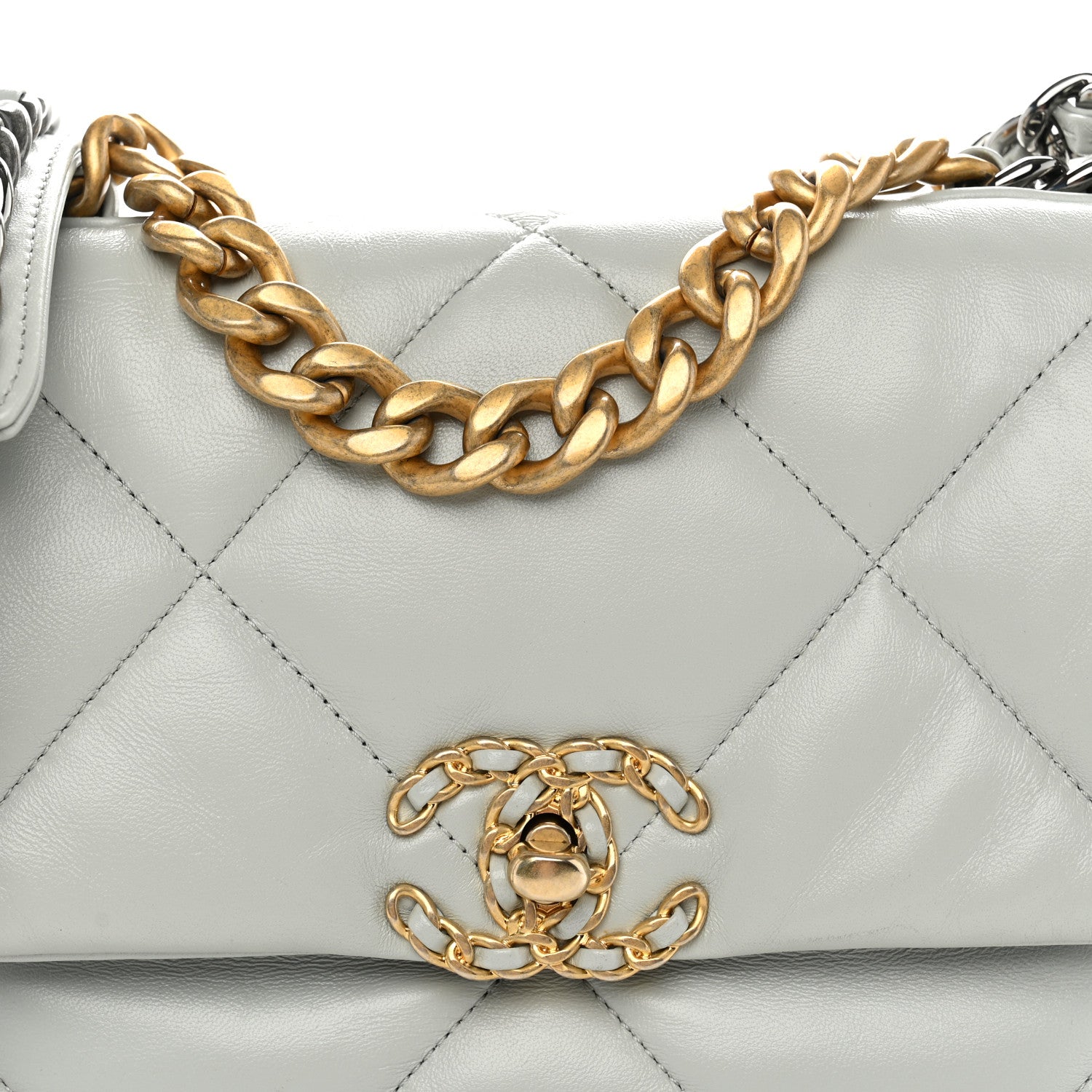 Chanel Lambskin Quilted Medium Chanel 19 Flap Grey 7 of 10