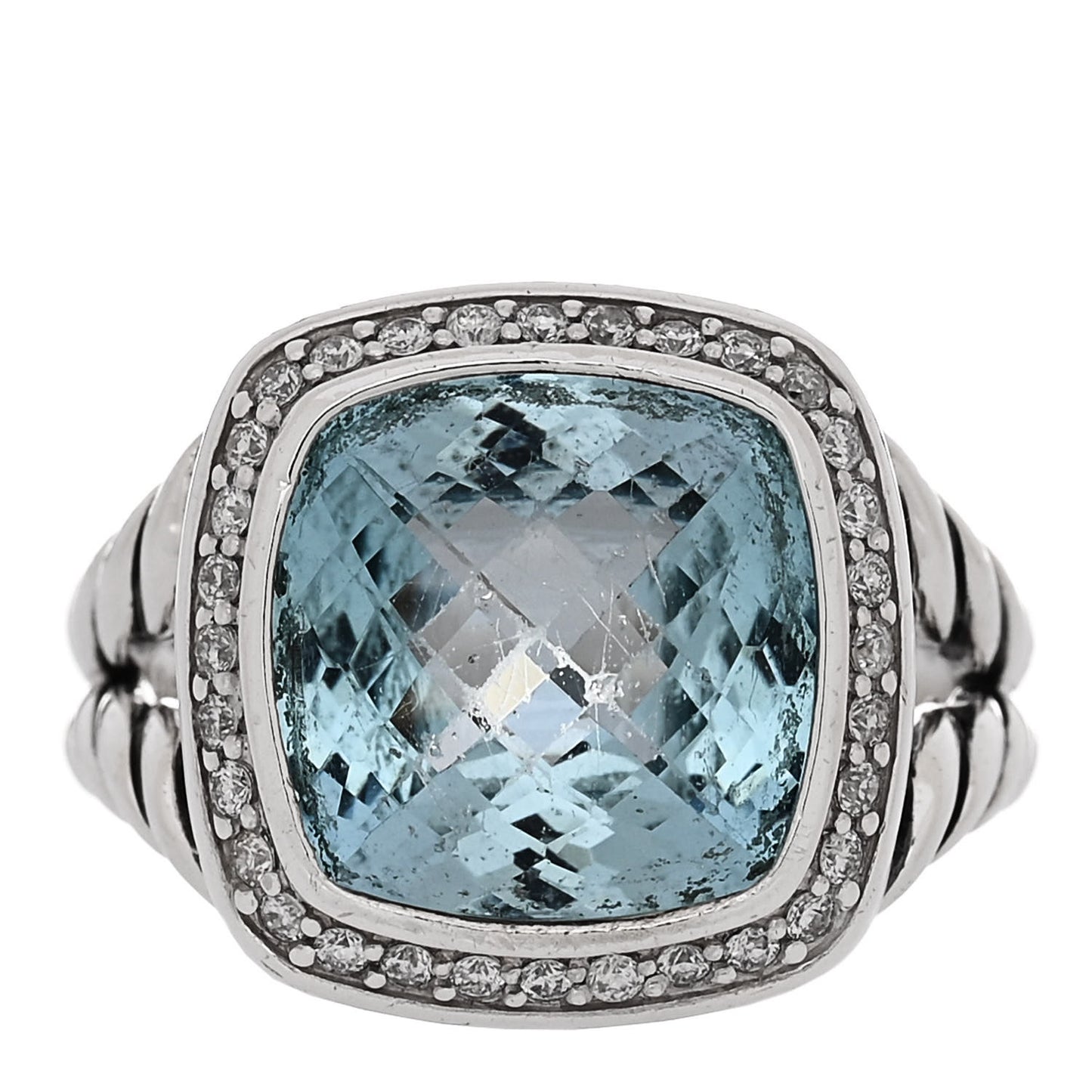 Sterling Silver Diamond Blue Topaz 11mm Albion Ring 52 6