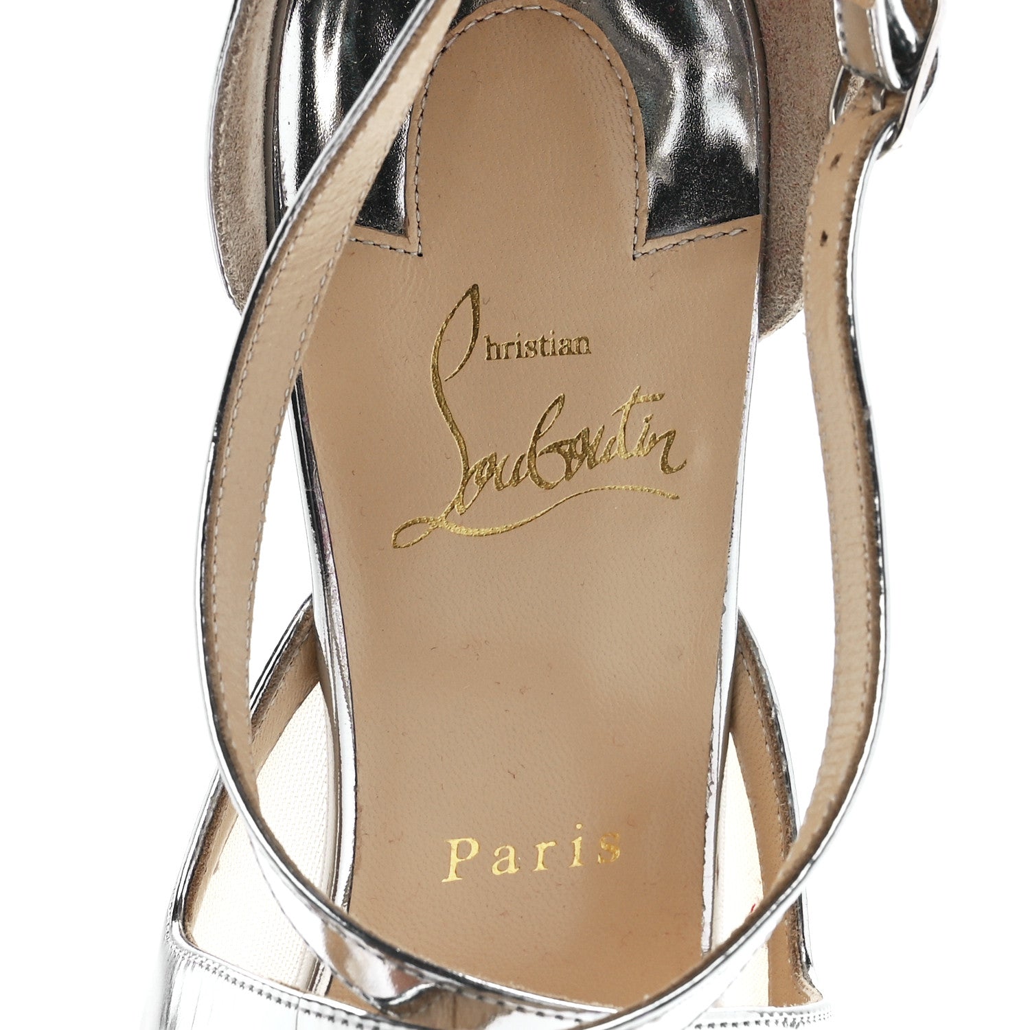 Christian Louboutin Dentelle Jacquard Strass Twistissima 85 Pumps 39.5 Silver 7 of 7