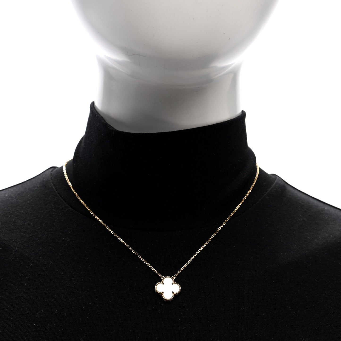 18K Yellow Gold Mother of Pearl Vintage Alhambra Pendant Necklace