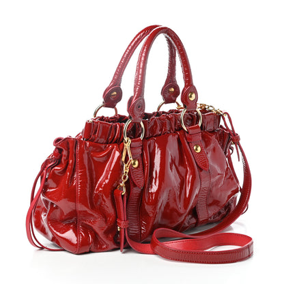 Miu Miu Vernice Gathered Tote Rubino 3 of 9