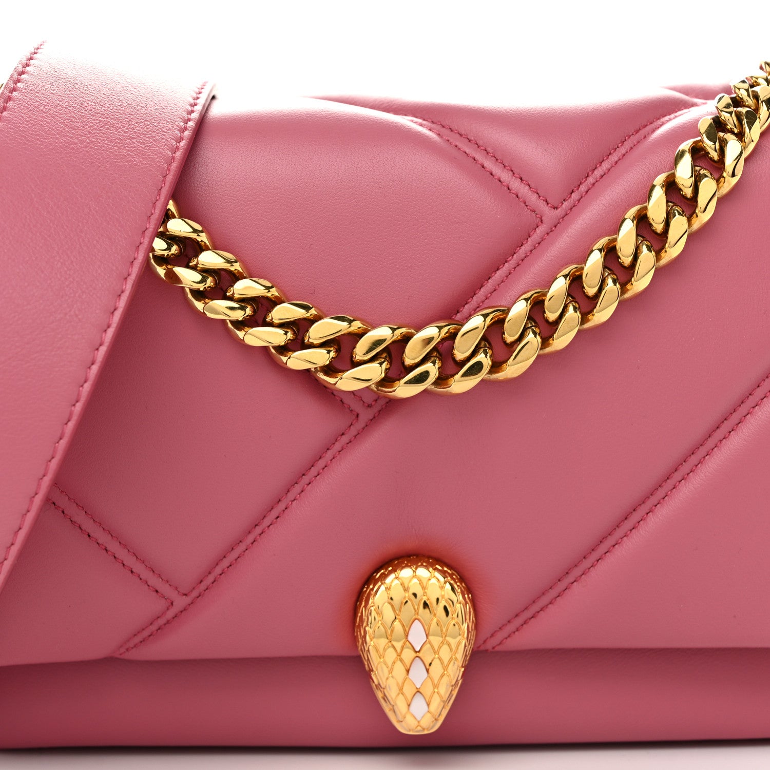 Bulgari Calfskin Matelasse Mini Serpenti Cabochon Crossbody Bag Pink 7 of 10