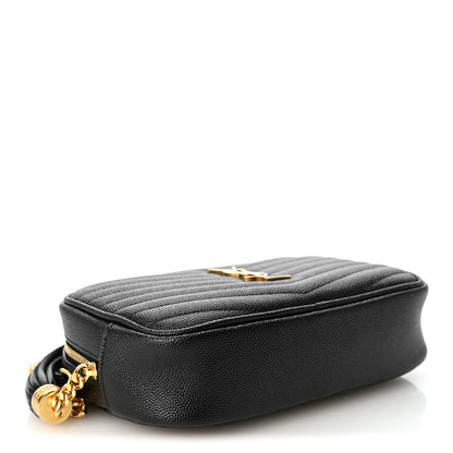 Saint Laurent Grain De Poudre Matelasse Monogram Mini Lou Camera Bag Black 4 of 9