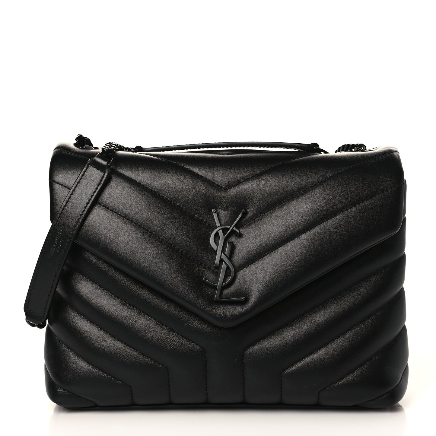 Calfskin Y Quilted Monogram Monochrome Small Loulou Chain Satchel Black