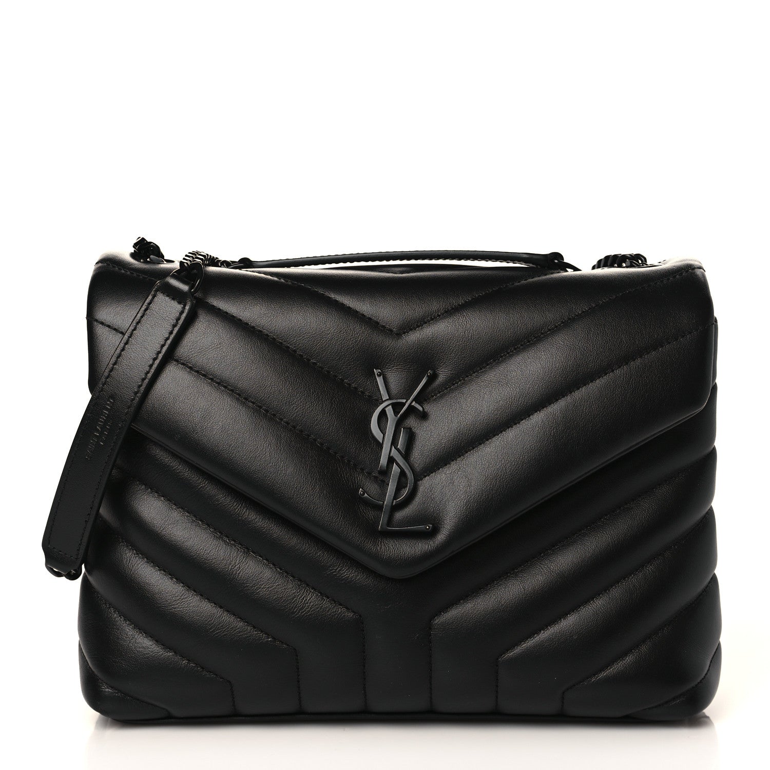 Saint Laurent Calfskin Y Quilted Monogram Monochrome Small Loulou Chain Satchel Black 1 of 11