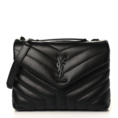 Saint Laurent Calfskin Y Quilted Monogram Monochrome Small Loulou Chain Satchel Black 1 of 11
