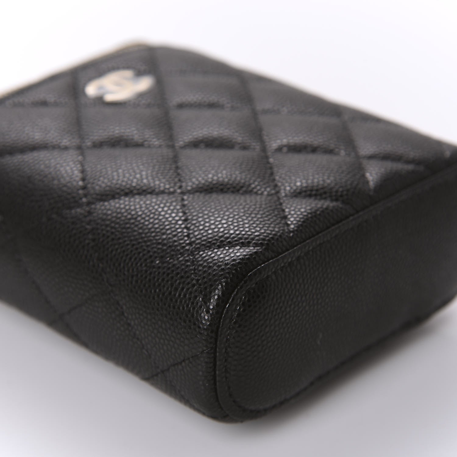 Chanel Caviar Quilted Small Vertical Coco Beauty Vanity Case With Chain Black 6 of 10