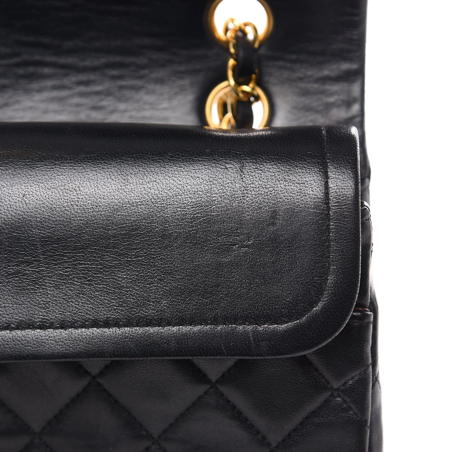 Lambskin Quilted Medium Double Flap Black