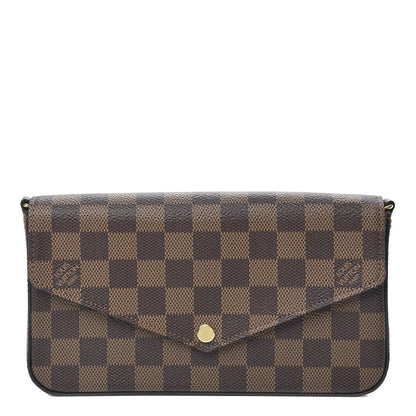 Louis Vuitton Damier Ebene Pochette Felicie Chain Wallet 1 of 8