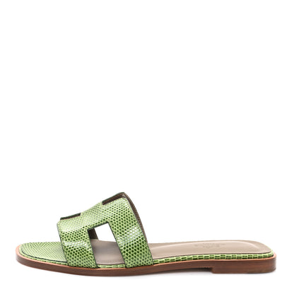 Hermes Lizard Oran Sandals 37 Pelouse 1 of 10