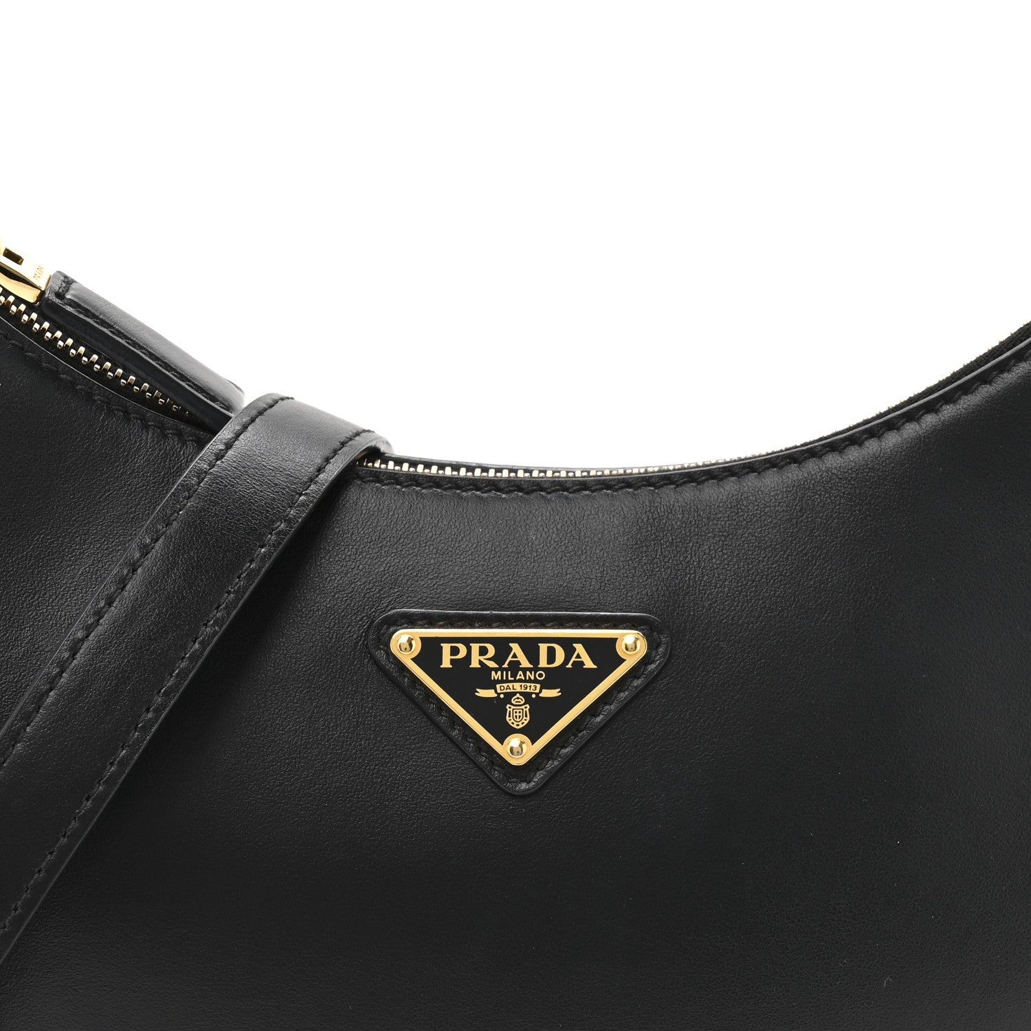Prada Soft Calfskin Arque Shoulder Bag Black 7 of 10