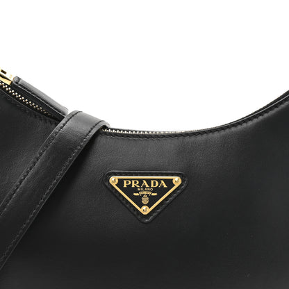 Prada Soft Calfskin Arque Shoulder Bag Black 7 of 10