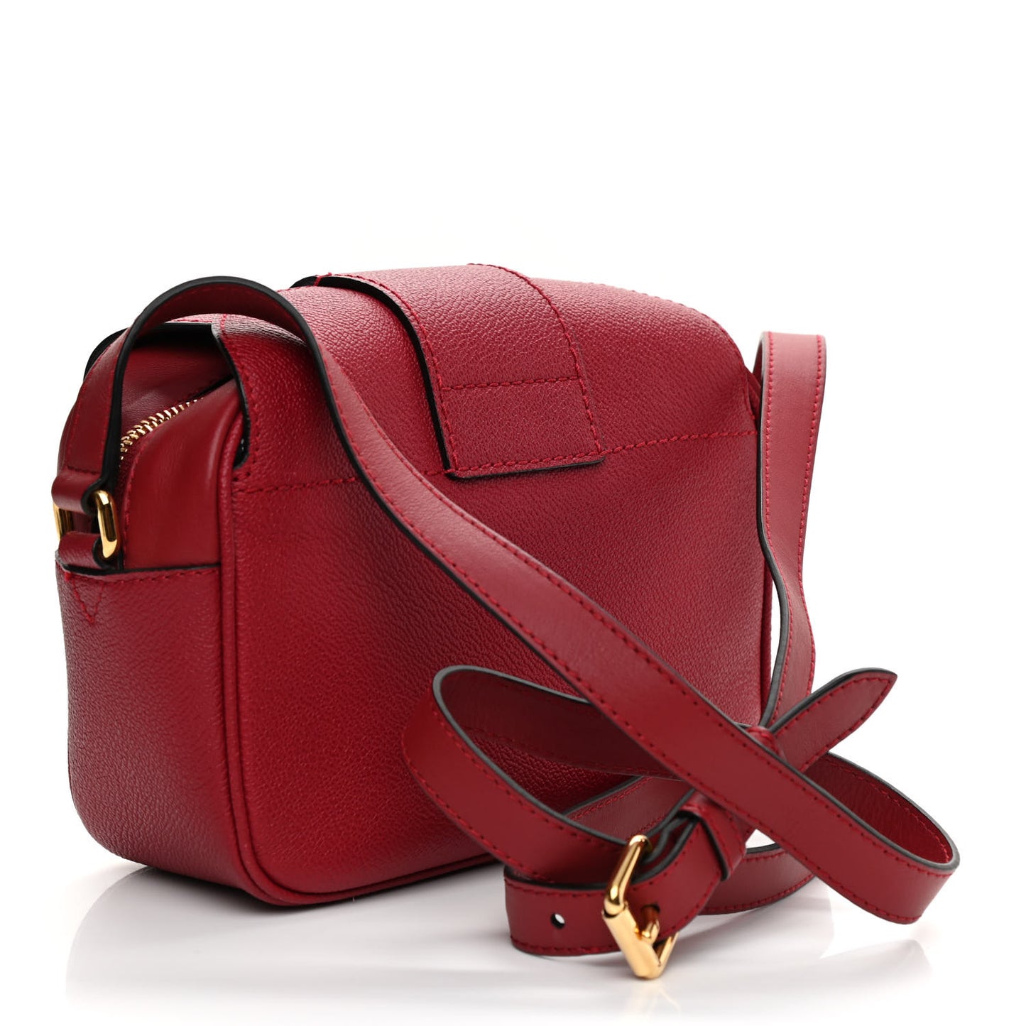 Soft Grain Calfskin Small Buckle Zip Bag Red