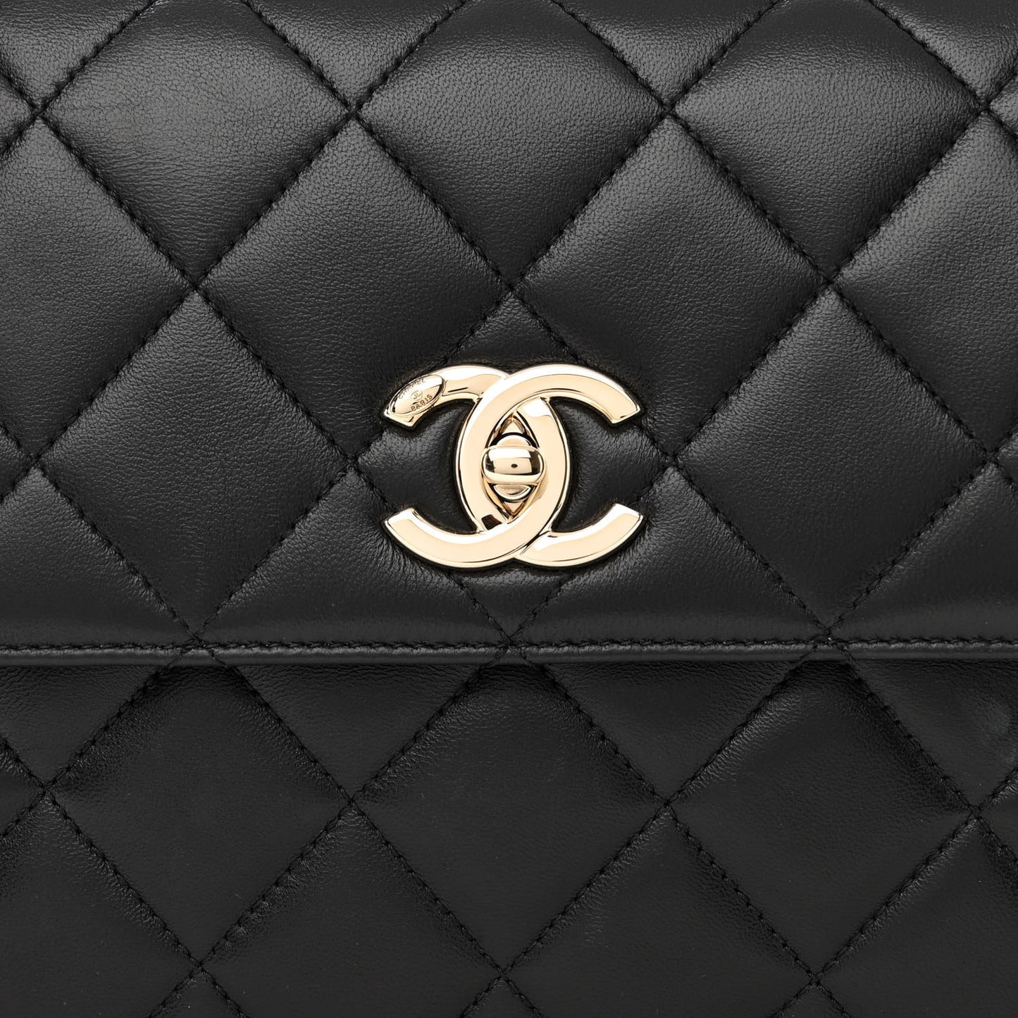 Lambskin Quilted Medium Trendy CC Flap Dual Handle Bag Black