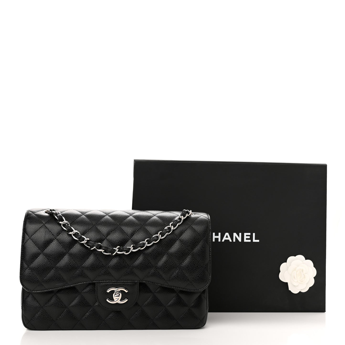 Caviar Quilted Jumbo Double Flap Black