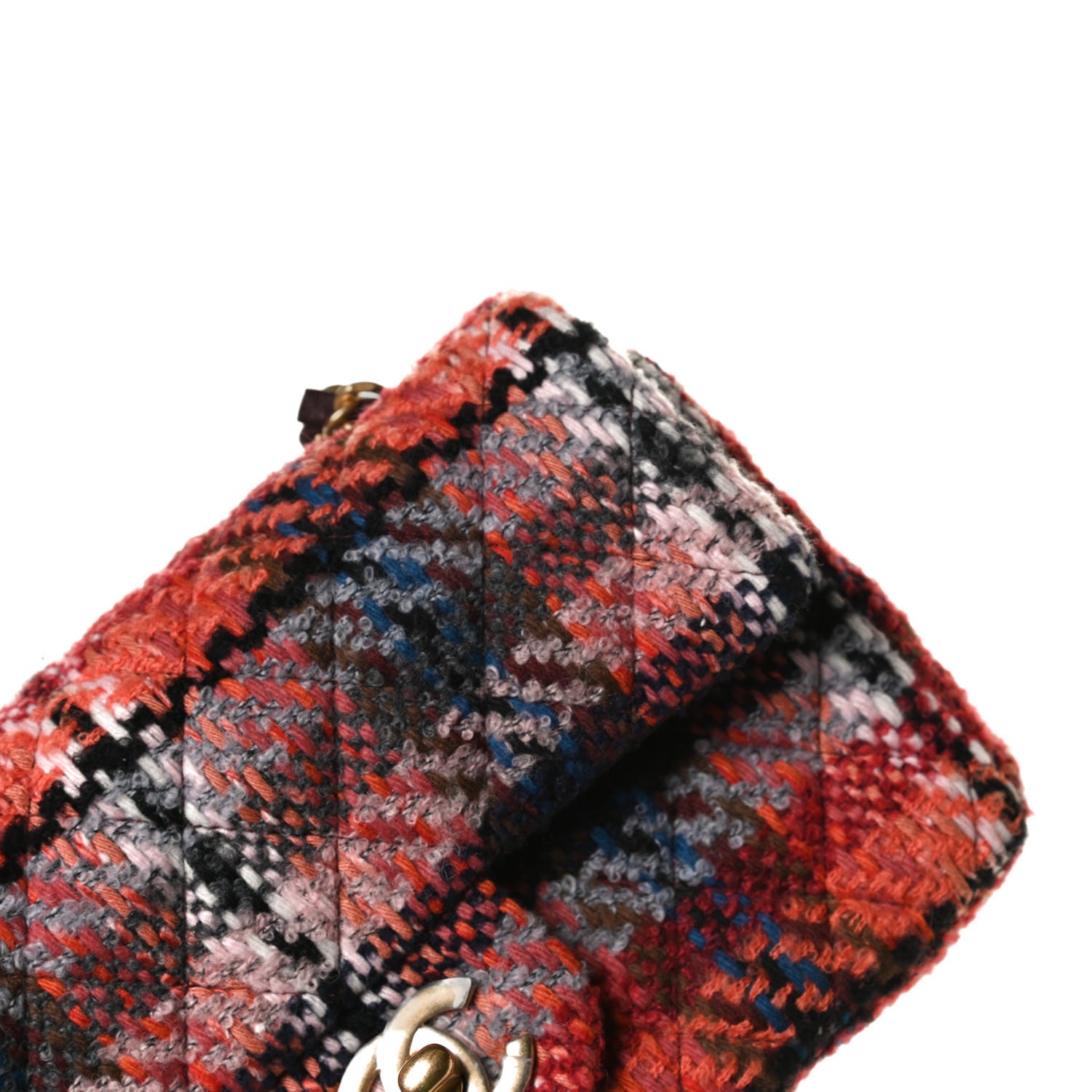 Chanel Tweed Quilted Mini Rectangular Flap Red Multicolor 13 of 18