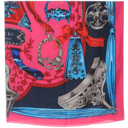 Hermes Cashmere Silk Etriers Shawl GM 140 Rose Indien 3 of 9