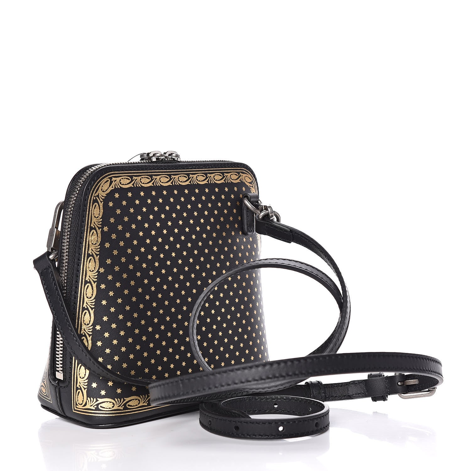 Gucci X SEGA Calfskin GUCCY Stars Mini Dome Shoulder Bag Black Gold 3 of 10